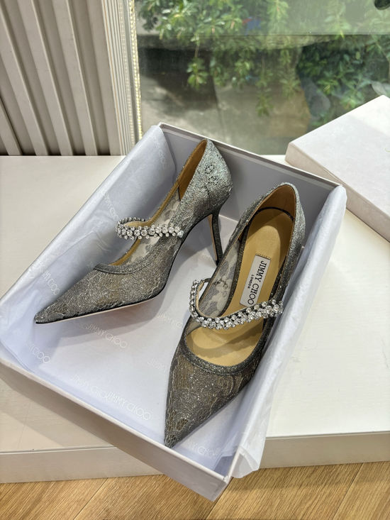 Jimmy Choo Rhinestone Decor Pointed Toe High Heel Dress Shoes