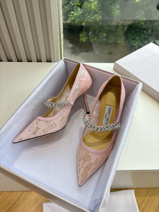 Jimmy Choo Rhinestone Decor Pointed Toe High Heel Dress Shoes