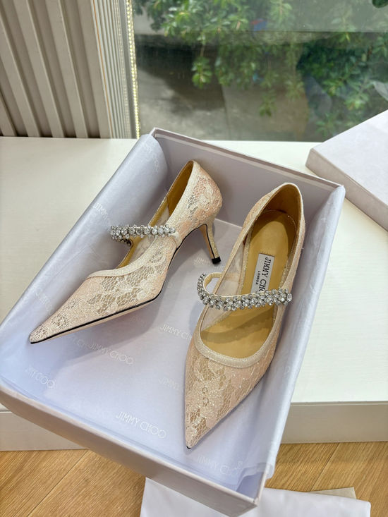 Jimmy Choo Rhinestone Decor Pointed Toe High Heel Dress Shoes