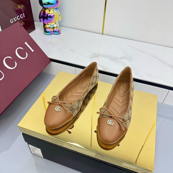 Gucci Bow Decor Ballet Flats with Diamond Embossed Insole