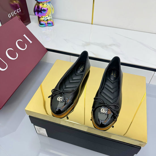 Gucci Bow Decor Ballet Flats with Diamond Embossed Insole