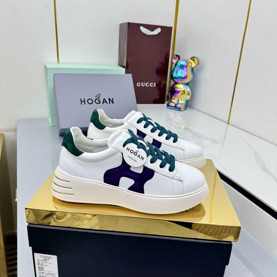 Hogan Classic Striped Casual Sheepskin Sneakers With Lightweight Sole