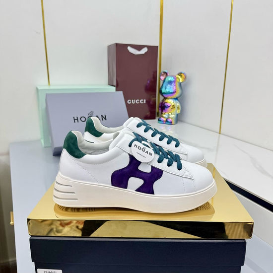 Hogan Classic Striped Casual Sheepskin Sneakers With Lightweight Sole