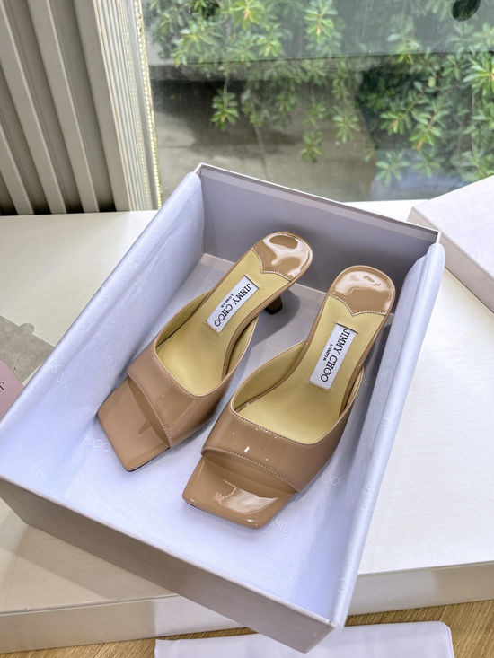 Jimmy Choo Elegant High-Heeled Slippers with Imported Leather