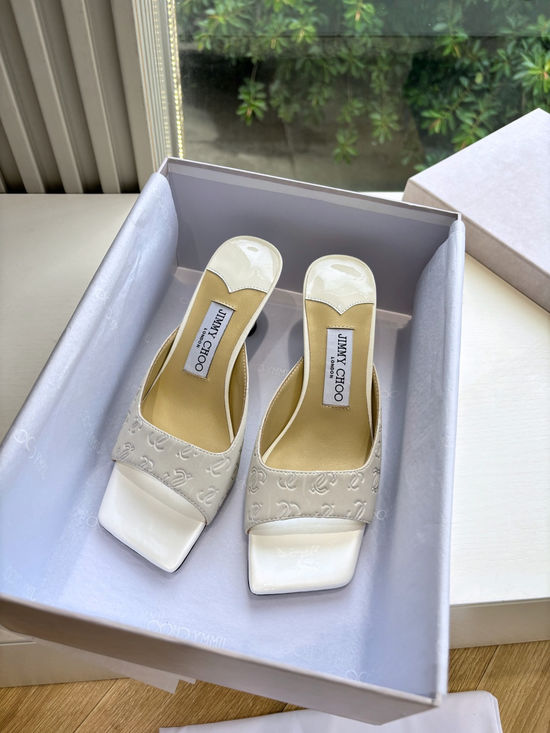 Jimmy Choo Elegant High-Heeled Slippers with Imported Leather