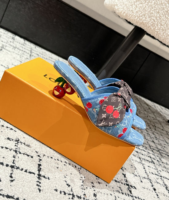 Louis Vuitton LV Cowhide Slide Sandals With Bow And Stiletto Heel