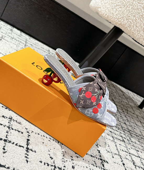 Louis Vuitton LV Cowhide Slide Sandals With Bow And Stiletto Heel