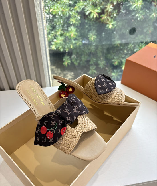 Louis Vuitton LV Cute Bow Flat Sandals with Soft Sheepskin Lining