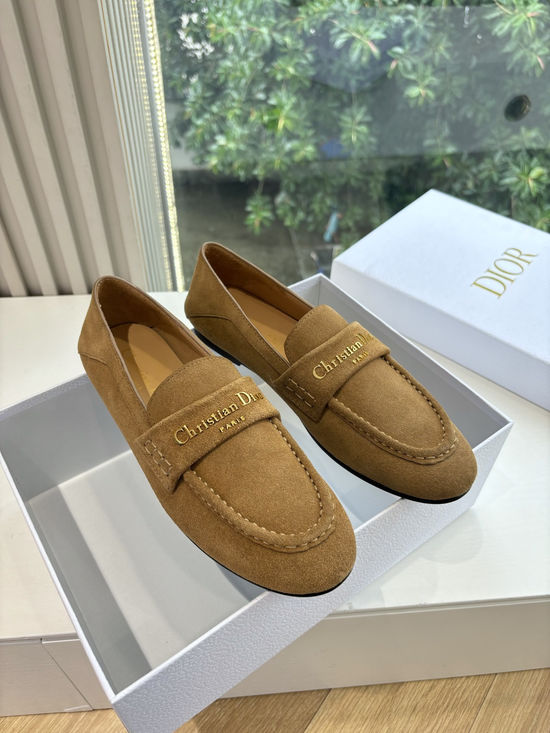 Christian Dior Classic Logo Buckle Loafers Premium Leather Upper