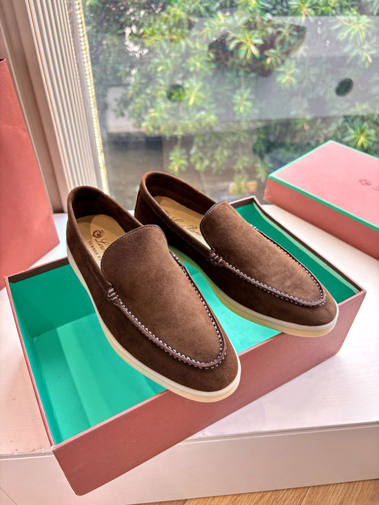 Loro Piana Suede Loafers Hand Stitched Premium Sole Comfortable Casual Shoes