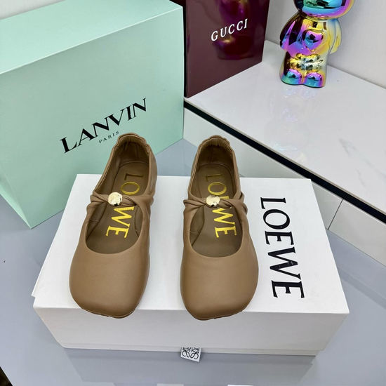 Loewe Soft Leather Ballet Flats with Decorative Metal Detail