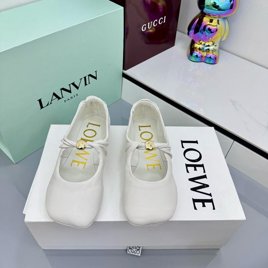 Loewe Soft Leather Ballet Flats with Decorative Metal Detail