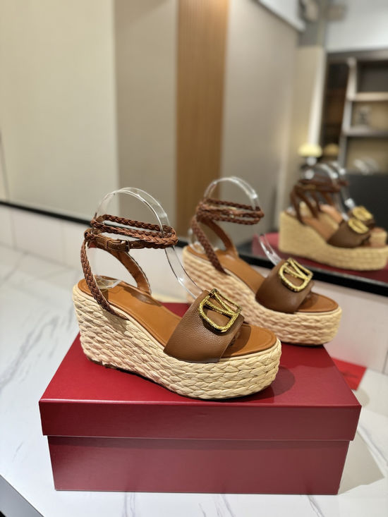 Valentino Cowhide Sandals With Metal Accent Mid Heel