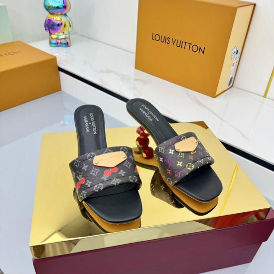 Louis Vuitton LV Graffiti Print Leather Slippers Soft Lining Non-slip Sole