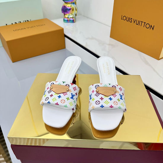 Louis Vuitton LV Graffiti Print Leather Slippers Soft Lining Non-slip Sole