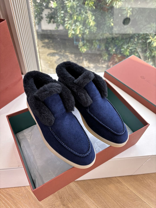 Loro Piana Elegant Suede Loafers with Italian Cashmere Accents