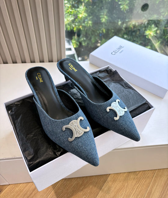 Celine Buckle Pointed Kitten Heel Elegant Dress Sandals
