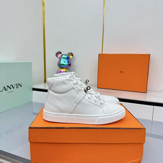 Hermes Elegant Buckle Decor High Top Flat Casual Shoes