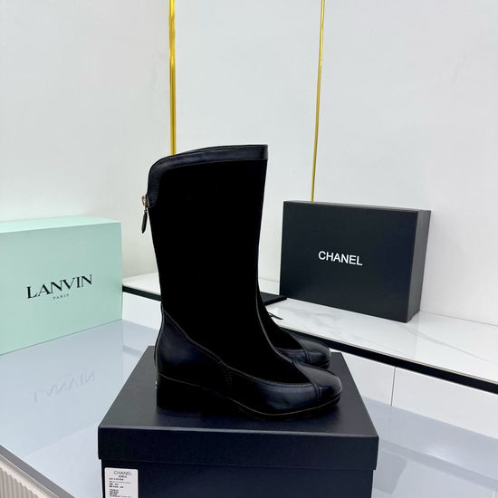 Chanel Elegant Bow Leather Ankle Boots Soft Comfortable Non-Slip Footwear