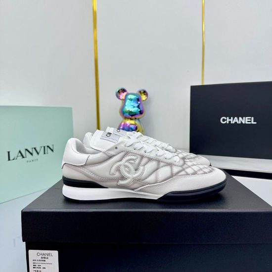 Chanel Embroidered Leather Casual Sneakers Fashion Mixed Color Design