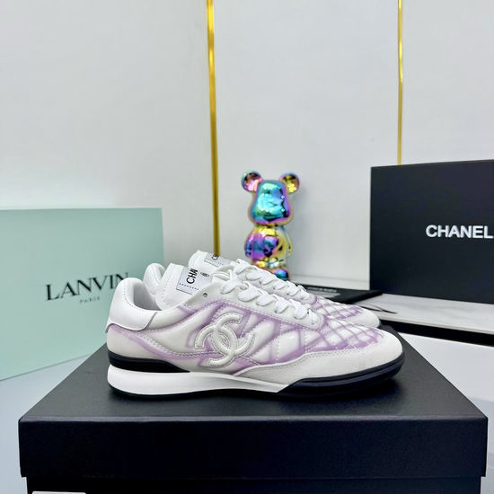 Chanel Embroidered Leather Casual Sneakers Fashion Mixed Color Design