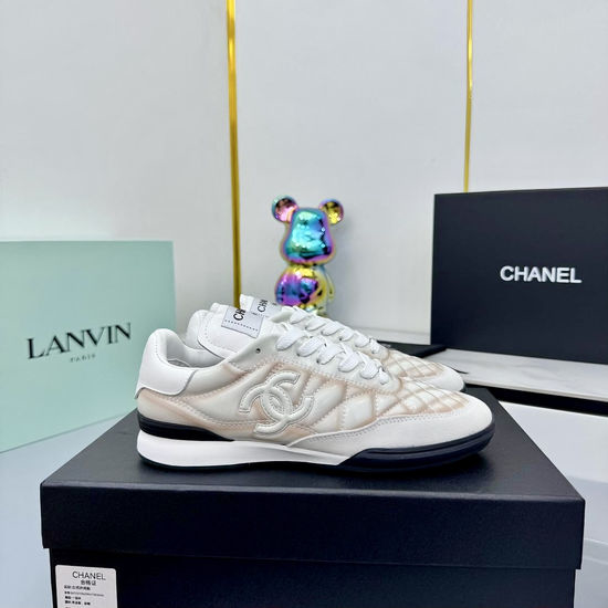 Chanel Embroidered Leather Casual Sneakers Fashion Mixed Color Design