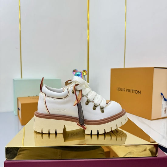Louis Vuitton Lace-up Thick Sole Loafers Genuine Leather Upper Non-slip Outsole