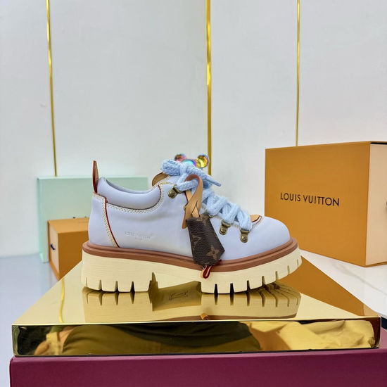 Louis Vuitton Lace-up Thick Sole Loafers Genuine Leather Upper Non-slip Outsole