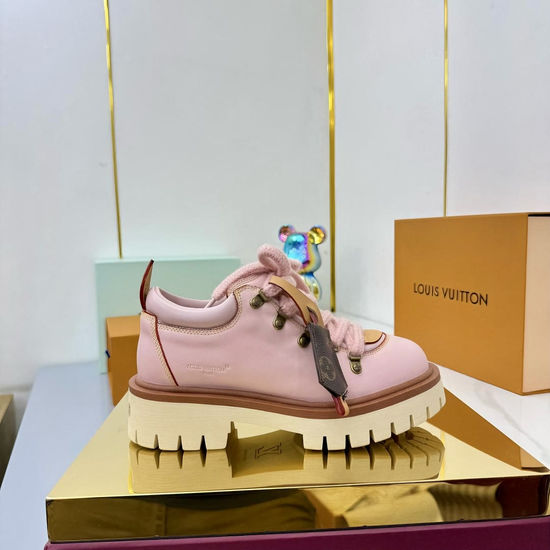 Louis Vuitton Lace-up Thick Sole Loafers Genuine Leather Upper Non-slip Outsole