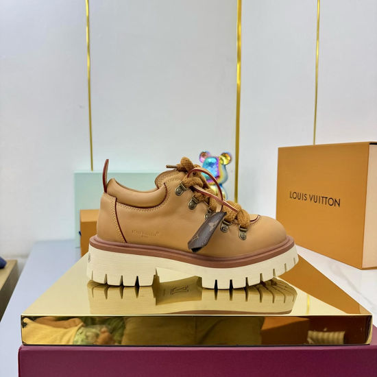 Louis Vuitton Lace-up Thick Sole Loafers Genuine Leather Upper Non-slip Outsole