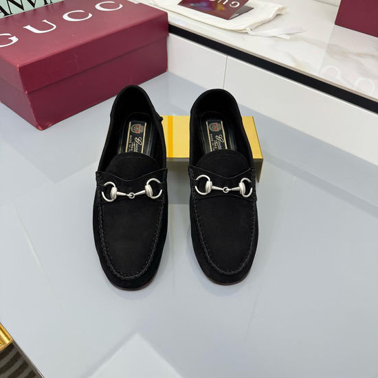 Gucci Luxury Crystal Decorated Leather Loafer Flat Shoes