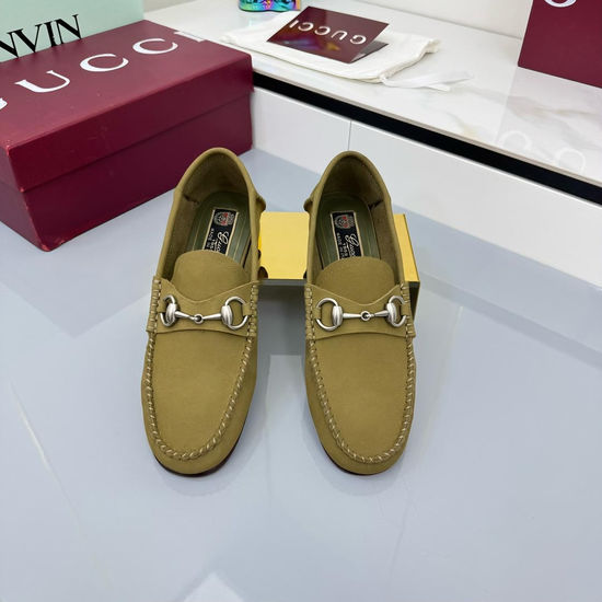 Gucci Luxury Crystal Decorated Leather Loafer Flat Shoes