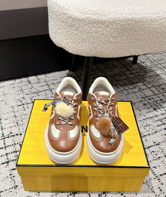 Fendi Leather Platform Sneakers with Decorative Hanging Charms