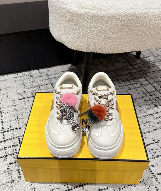 Fendi Leather Platform Sneakers with Decorative Hanging Charms