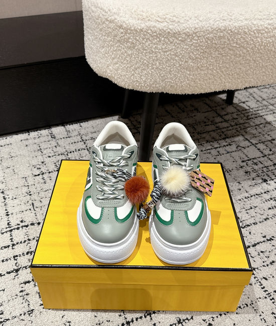 Fendi Leather Platform Sneakers with Decorative Hanging Charms