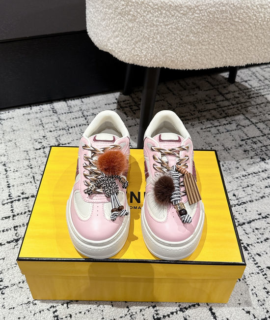 Fendi Leather Platform Sneakers with Decorative Hanging Charms