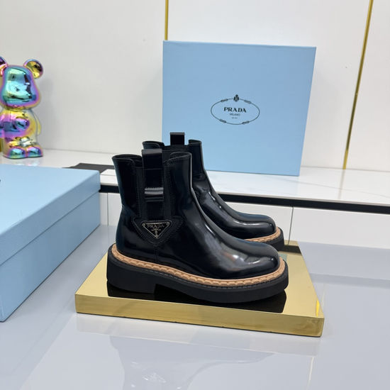 Prada Chunky Platform Leather Combat Boots