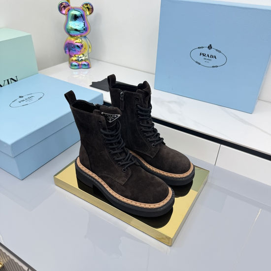 Prada Chunky Platform Leather Combat Boots