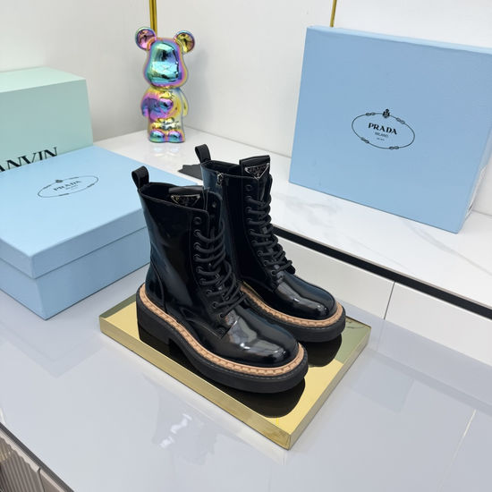 Prada Chunky Platform Leather Combat Boots