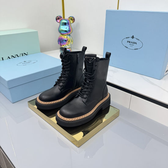 Prada Chunky Platform Leather Combat Boots