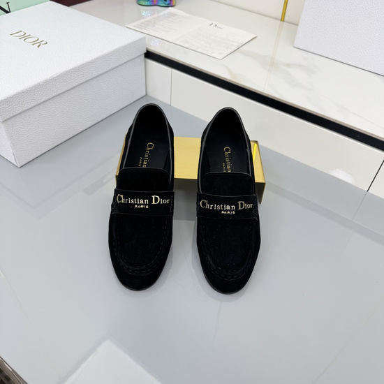 Christian Dior CD Vintage Style Leather Loafers with Letter Detailing All-match Shoes