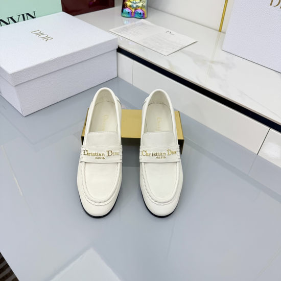 Christian Dior CD Vintage Style Leather Loafers with Letter Detailing All-match Shoes