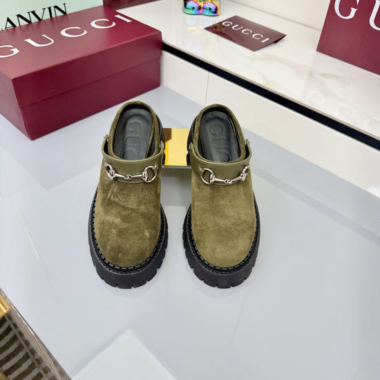 Gucci Luxury Crystal Decorated Leather Loafer Flat Shoes