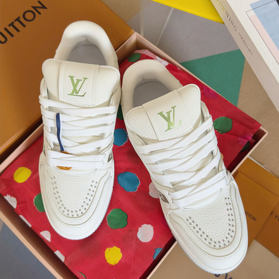 Louis Vuitton LV Top Quality Leather Retro Basketball Style Sneakers