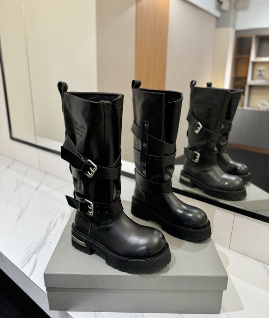 Balenciaga Calfskin High Boots With Adjustable Buckle Straps