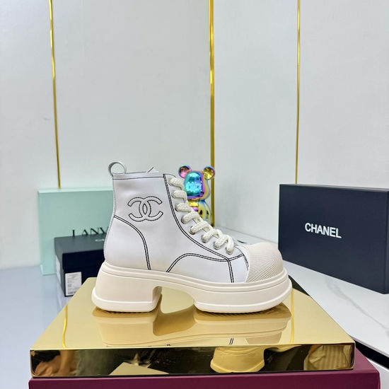 Chanel Classic Premium Leather Short Boots with Hardware Buckle