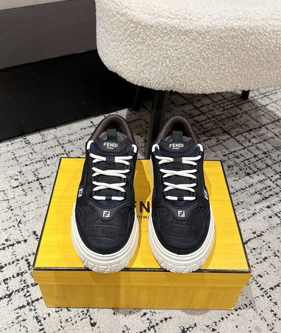 Fendi Leather Mesh Thick Sole Low Top Casual Sneakers