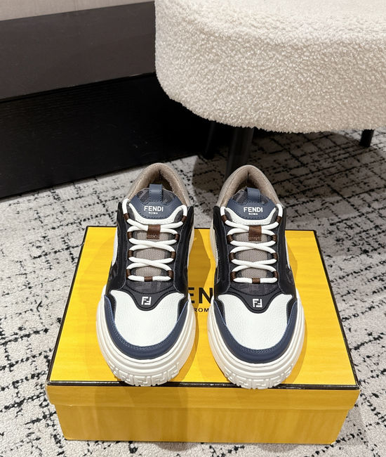 Fendi Leather Mesh Thick Sole Low Top Casual Sneakers