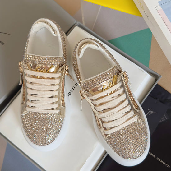 Giuseppe Zanotti Rhinestone Zipper Platform Casual Sneakers Comfortable Sole