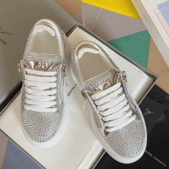 Giuseppe Zanotti Rhinestone Zipper Platform Casual Sneakers Comfortable Sole